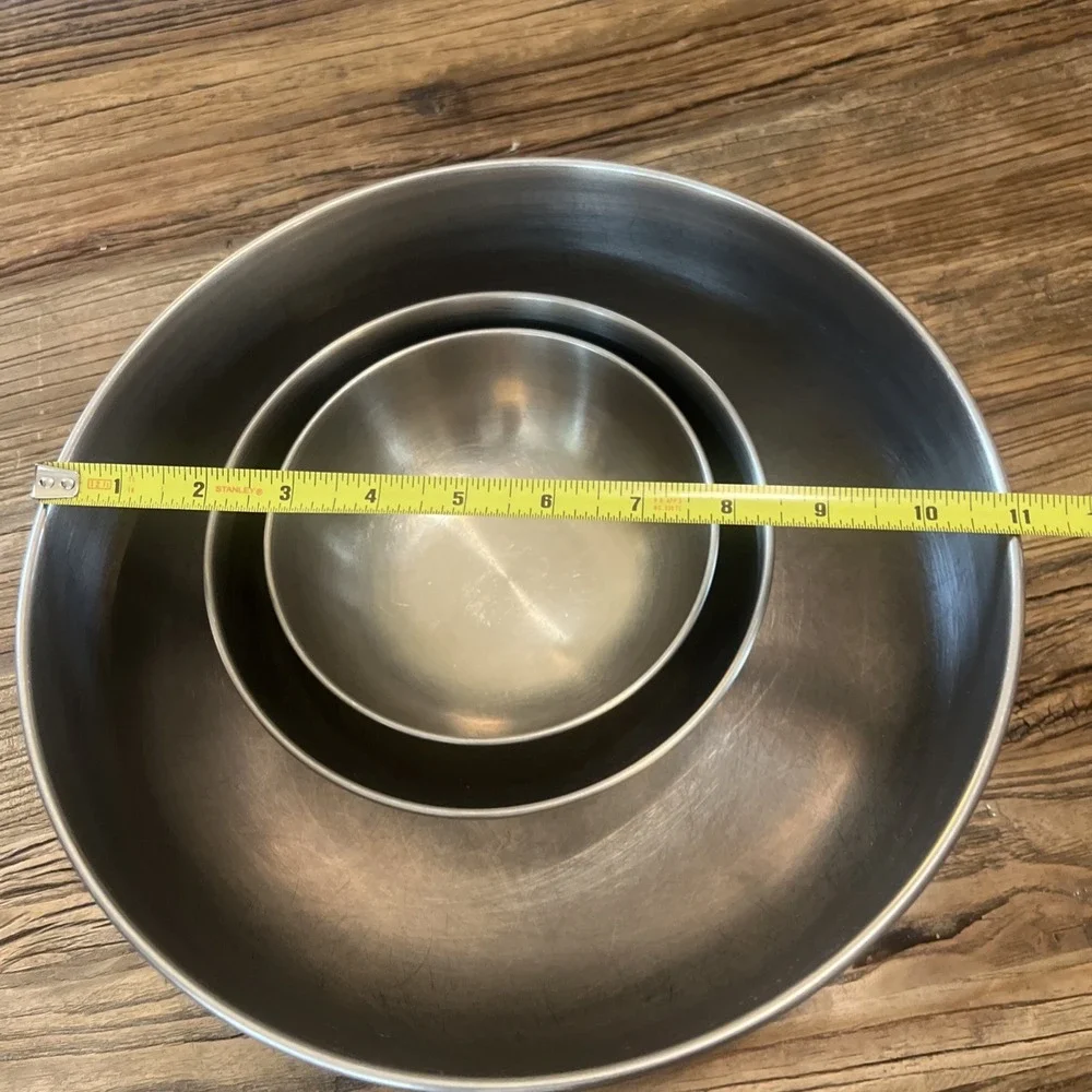 Vintage Set of 3 Stainless Steel Mixing Bowls Nesting‎